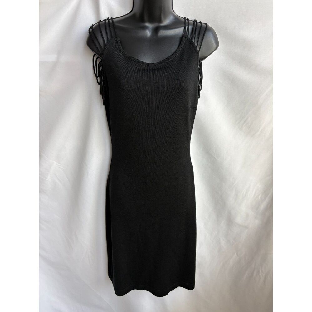 Amaya Arzuaga Black Knit Midi Cocktail Dress Size EU 40 US 8 Minimalist Classy